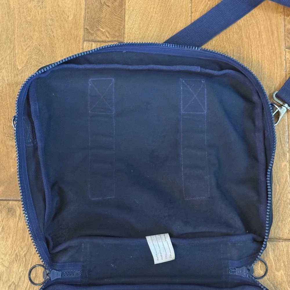 Vintage LANDS END SQUARE RIGGER Navy Blue Canvas Briefcase Laptop Tavel Bag USA